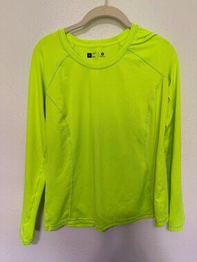 Xersion Top Fluorescent Yellow Long Sleeve Athletic Semi Fit Womans M